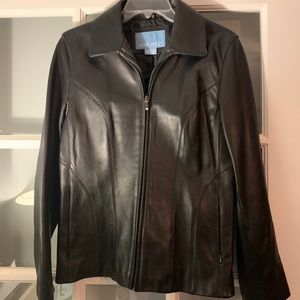 Nine West leather zip down jacket